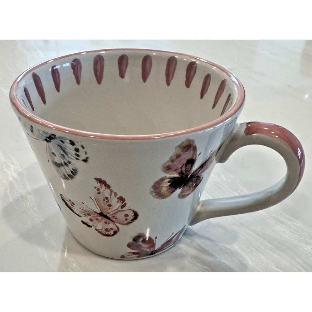 MacKenzie Childs Butterfly Hill Mug Floral Butterfly 8oz New in Box